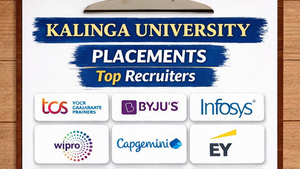 Kalinga University placements banner showcasing top recruiters and campus placement highlights.