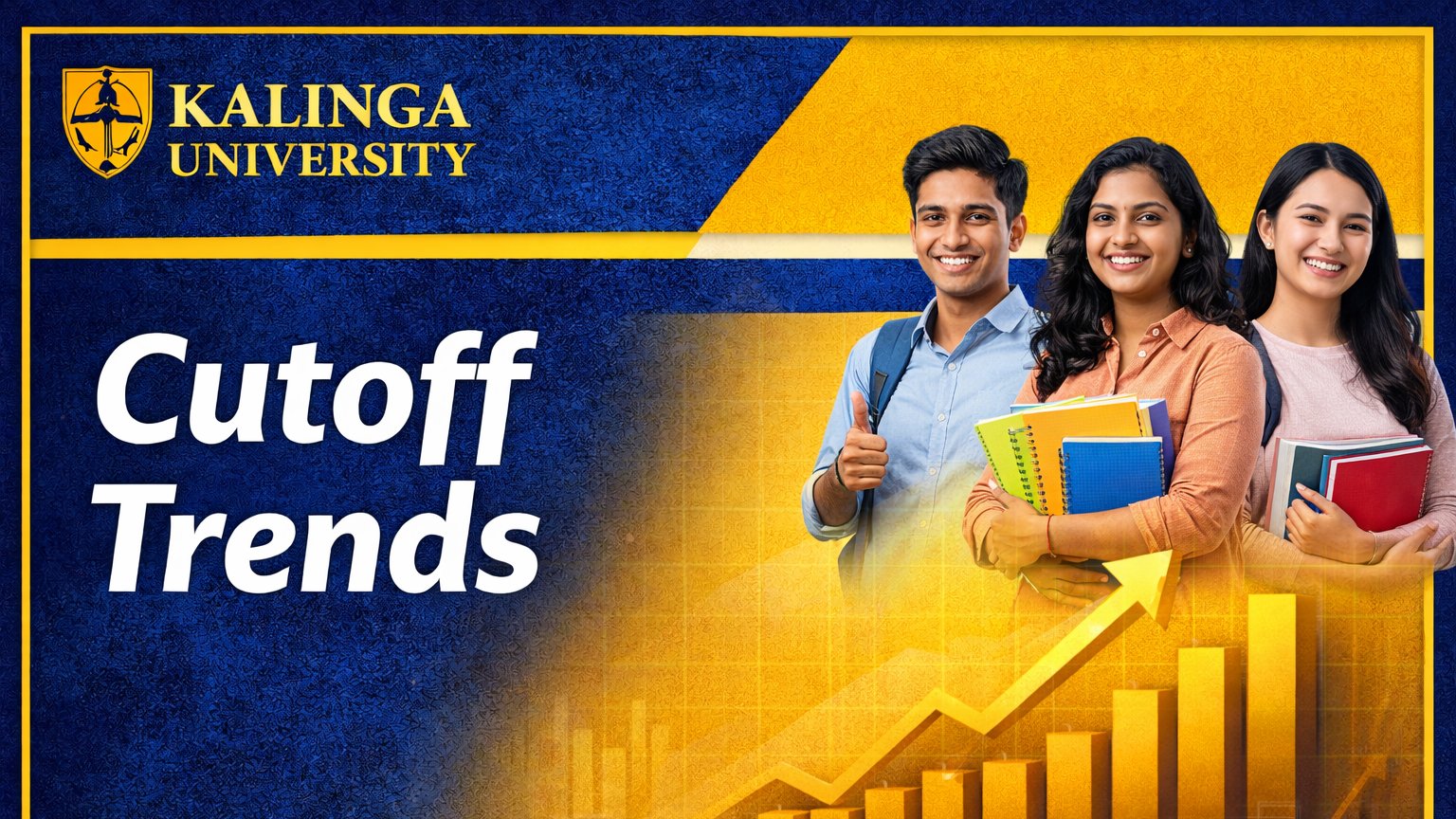 Kalinga University Cutoff Trends 2026 rising graph showing admission score analysis.
