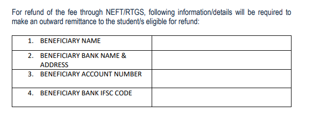 DASA NEFT-RTGS Refund Form