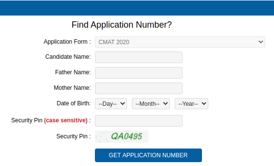 CMAT Application number login