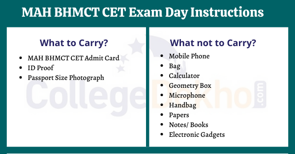 MAH BHMCT CET Exam Day Instructions