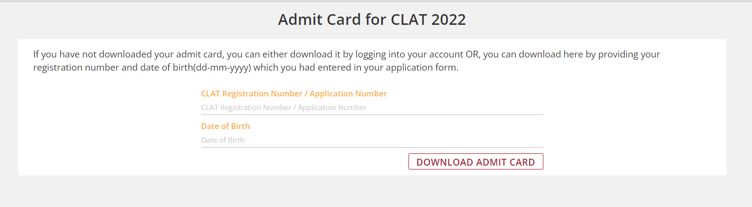 CLAT admit card 2022